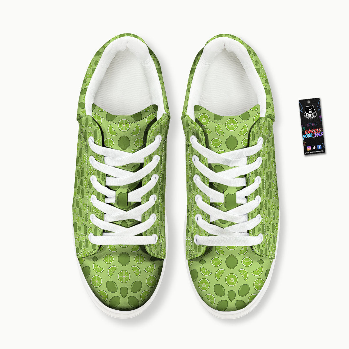 Lime Green Print Pattern Platform Shoes-grizzshop
