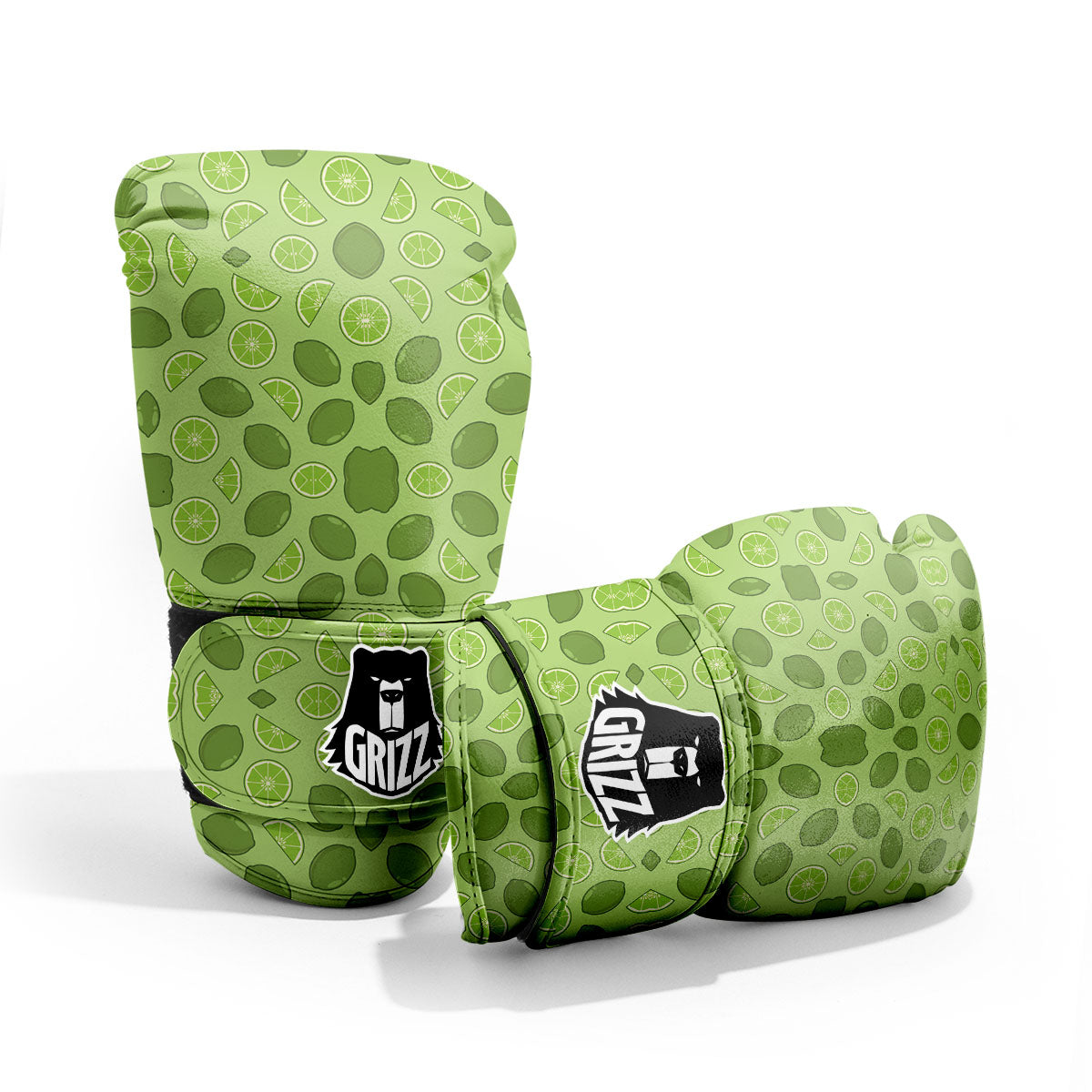 Lime Green Print Pattern Sparring Gloves-grizzshop
