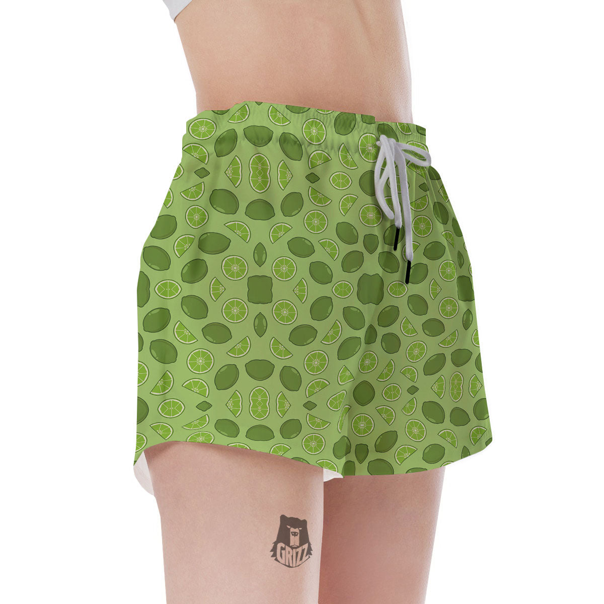 Lime Green Print Pattern Women's Shorts-grizzshop