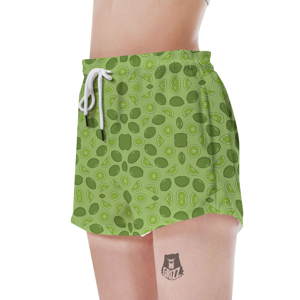 Lime Green Print Pattern Women's Shorts-grizzshop