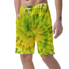 Lime Green Tie Dye Men's Shorts-grizzshop