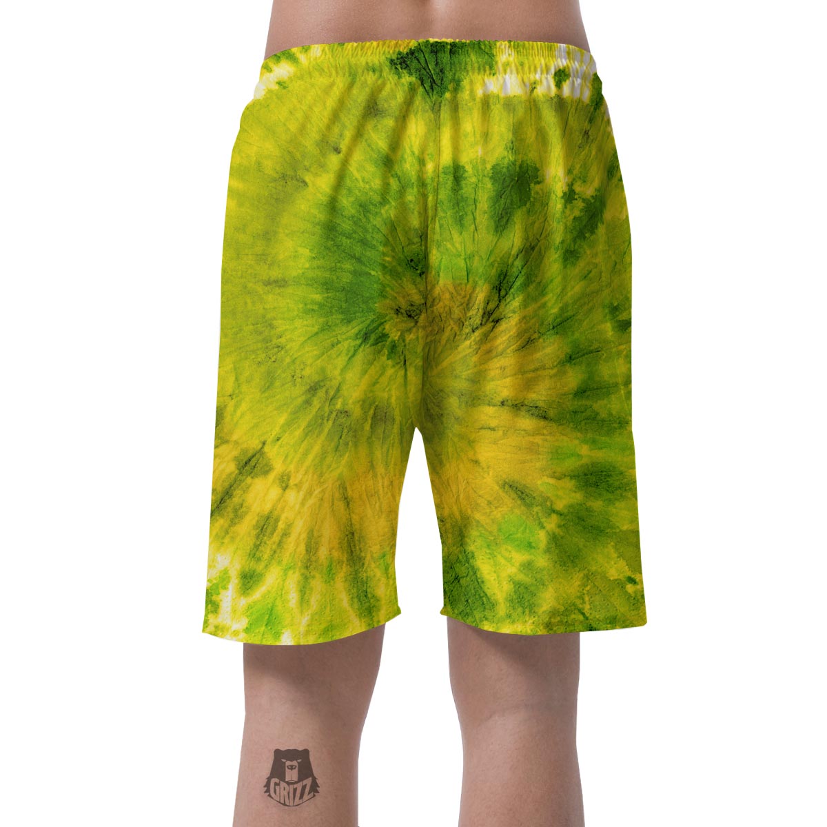 Lime Green Tie Dye Men's Shorts-grizzshop