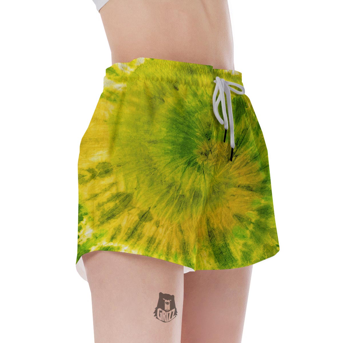 Lime Green Tie Dye Women's Shorts-grizzshop