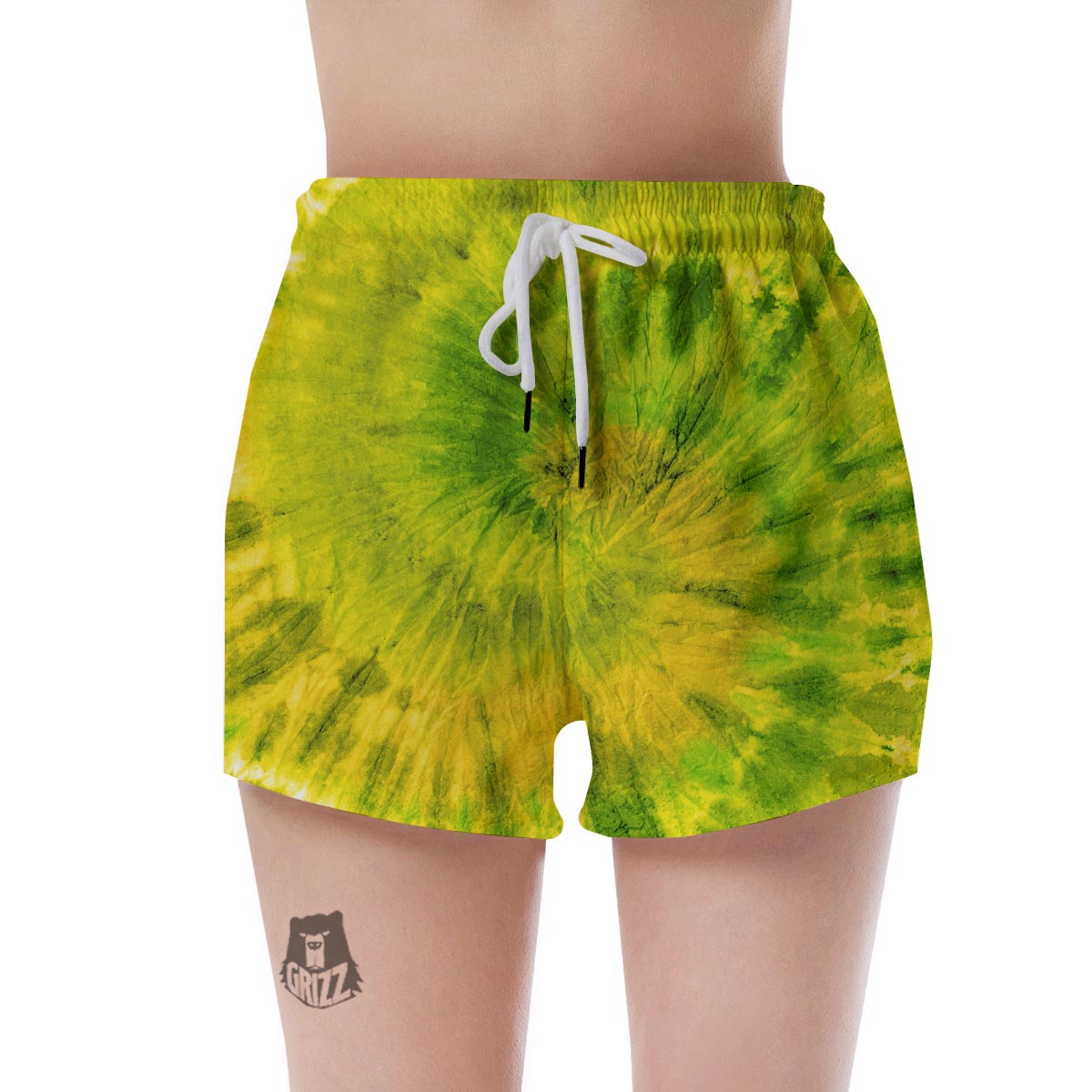 Lime Green Tie Dye Women's Shorts-grizzshop