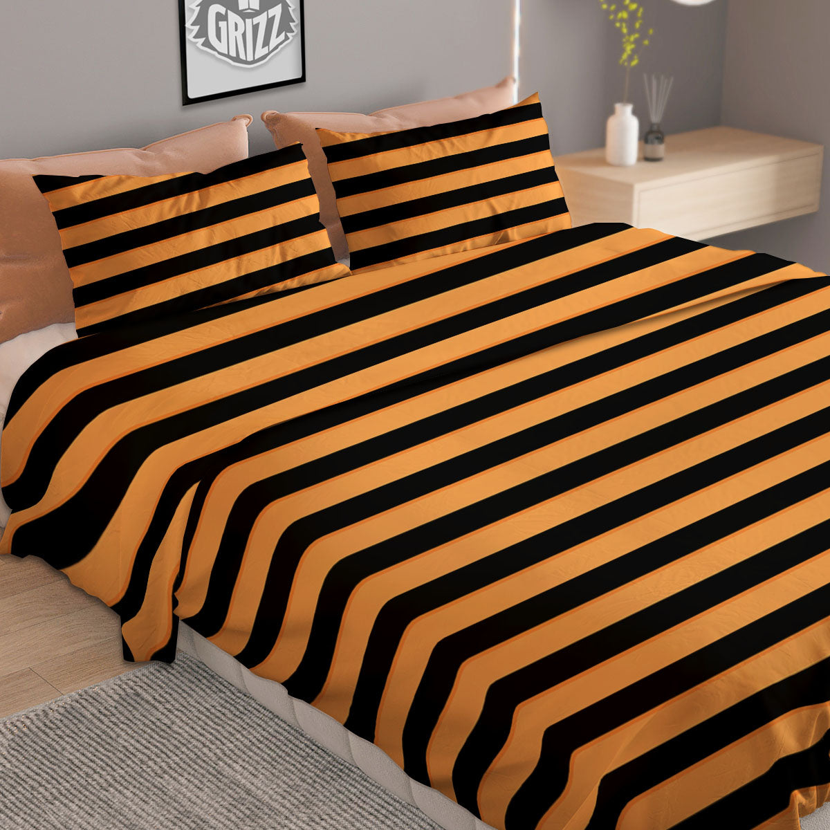 Line Halloween Print Pattern Duvet Cover Bedding Set