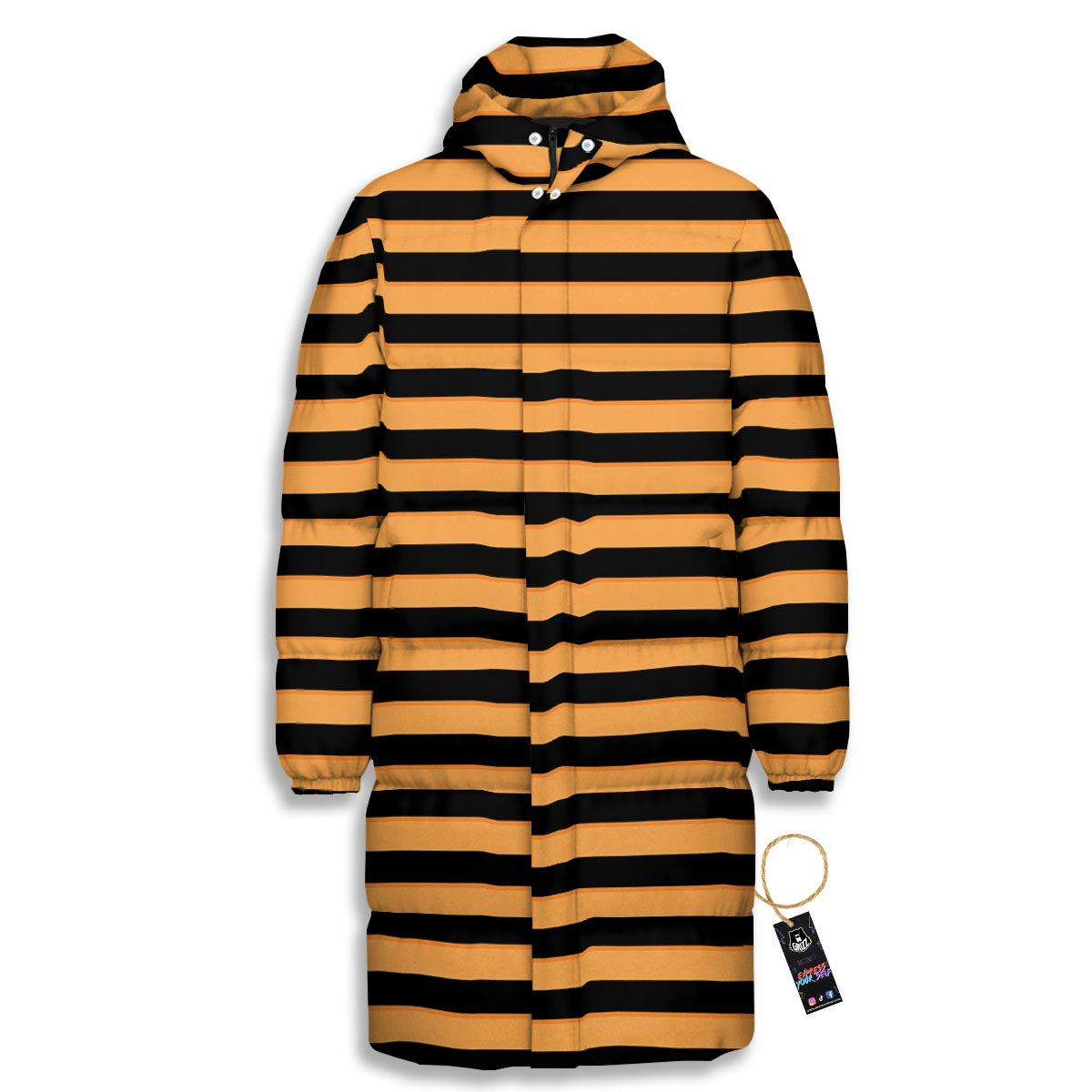 Line Halloween Print Pattern Long Down Jacket-grizzshop