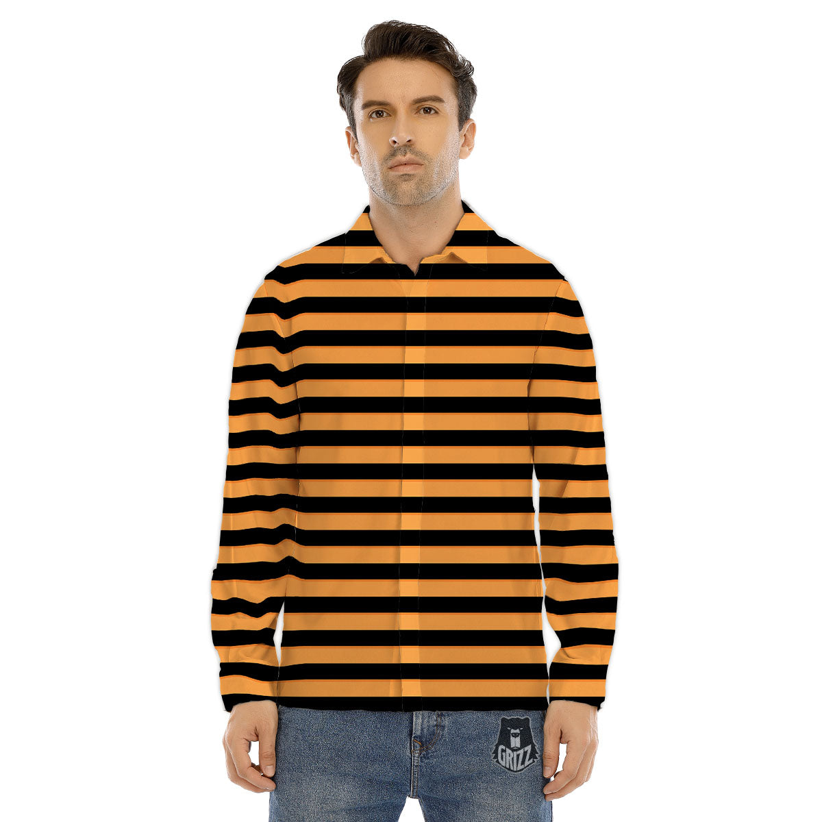 Line Halloween Print Pattern Men's Dress Shirts-grizzshop