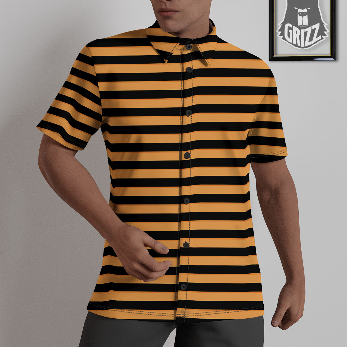 Line Halloween Print Pattern Untucked Shirts-grizzshop