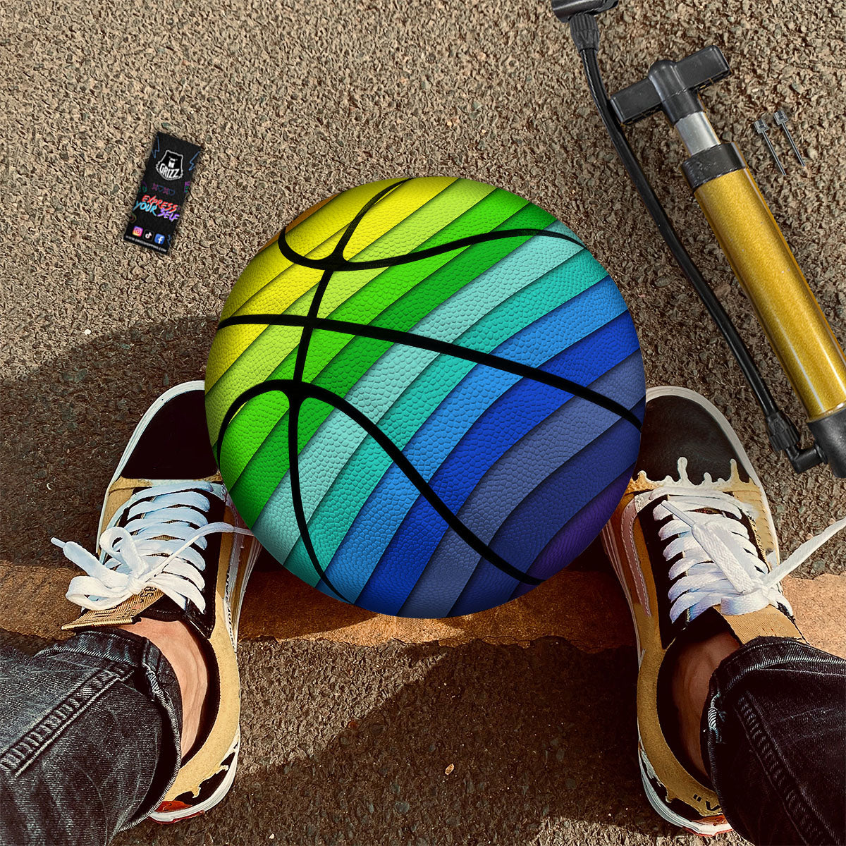 Lines Rainbow Diagonal Print Pattern Basketball-grizzshop