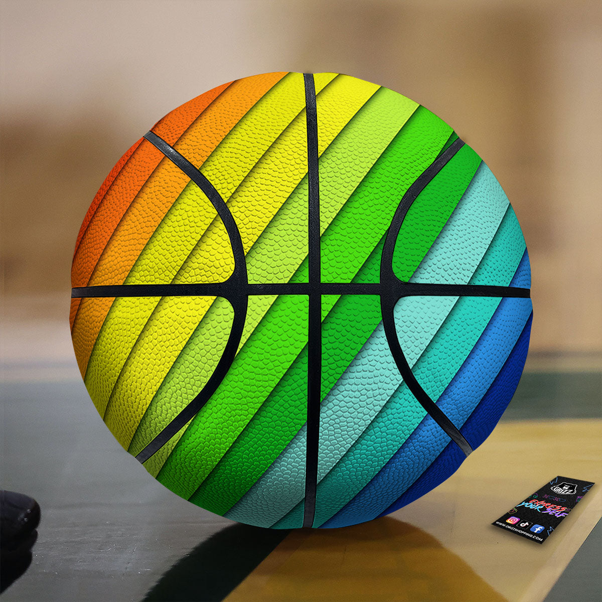 Lines Rainbow Diagonal Print Pattern Basketball-grizzshop