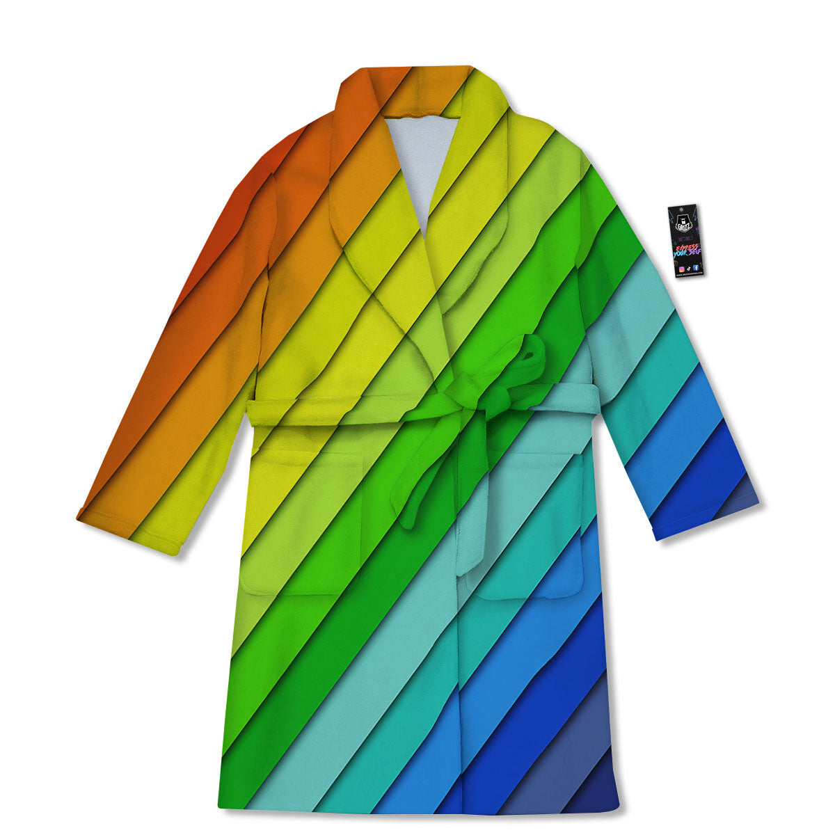 Lines Rainbow Diagonal Print Pattern Bathrobe-grizzshop