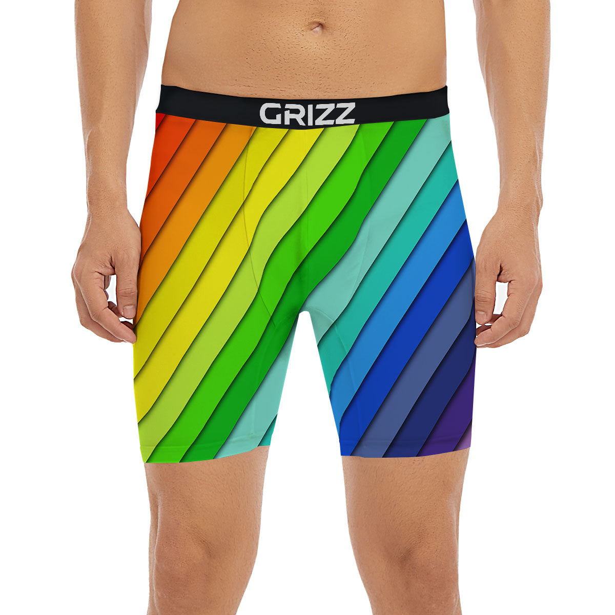 Lines Rainbow Diagonal Print Pattern Boxer Briefs-grizzshop