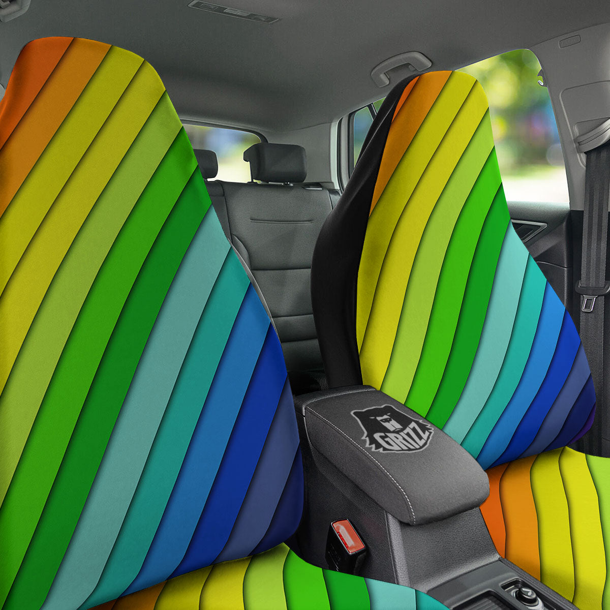 Lines Rainbow Diagonal Print Pattern Car Seat Covers-grizzshop