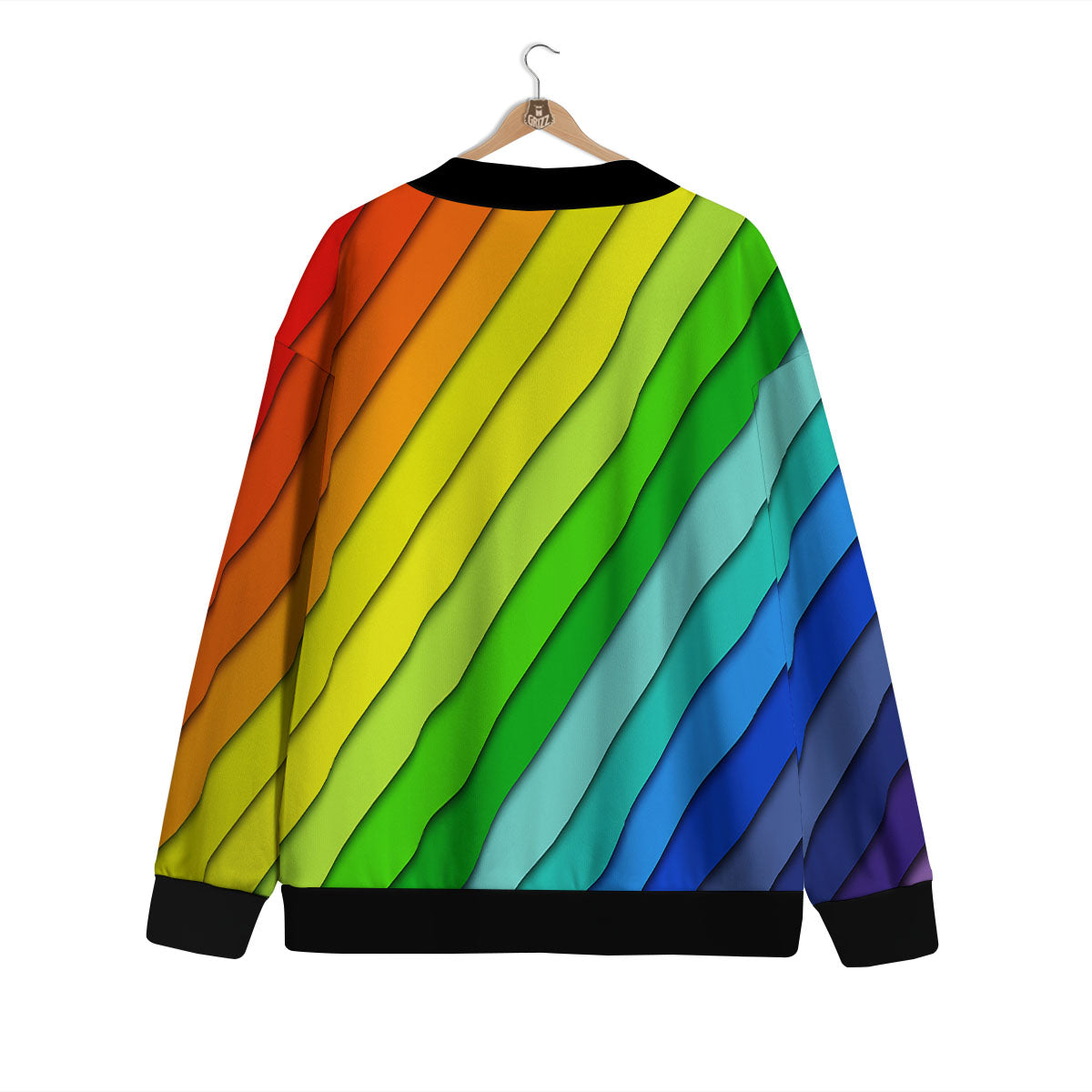 Lines Rainbow Diagonal Print Pattern Cardigan-grizzshop