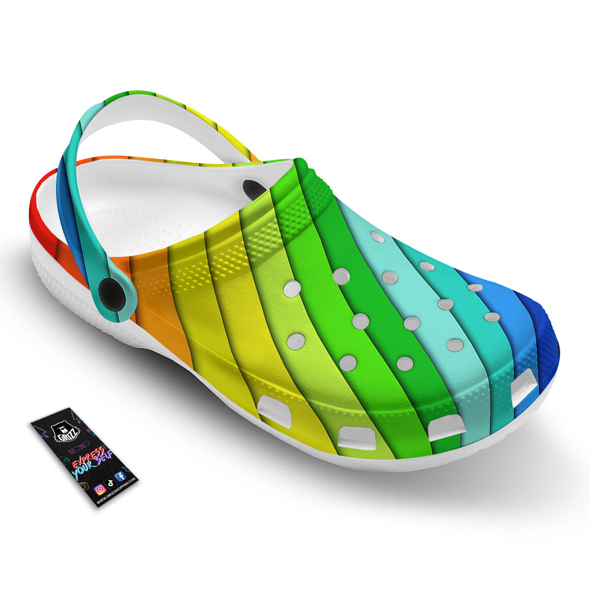 Lines Rainbow Diagonal Print Pattern Clog-grizzshop