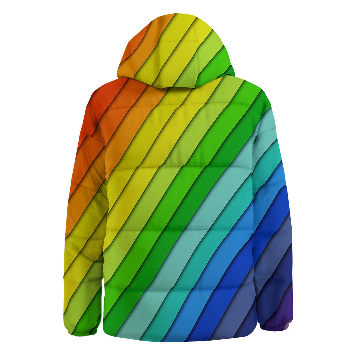 Lines Rainbow Diagonal Print Pattern Down Jacket-grizzshop