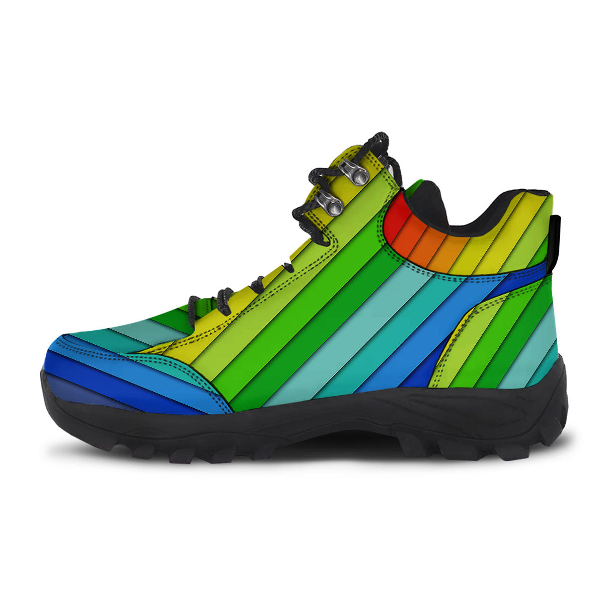 Lines Rainbow Diagonal Print Pattern Hiking Shoes-grizzshop