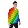 Lines Rainbow Diagonal Print Pattern Men's Long Sleeve Shirts-grizzshop