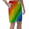 Lines Rainbow Diagonal Print Pattern Men's Shorts-grizzshop