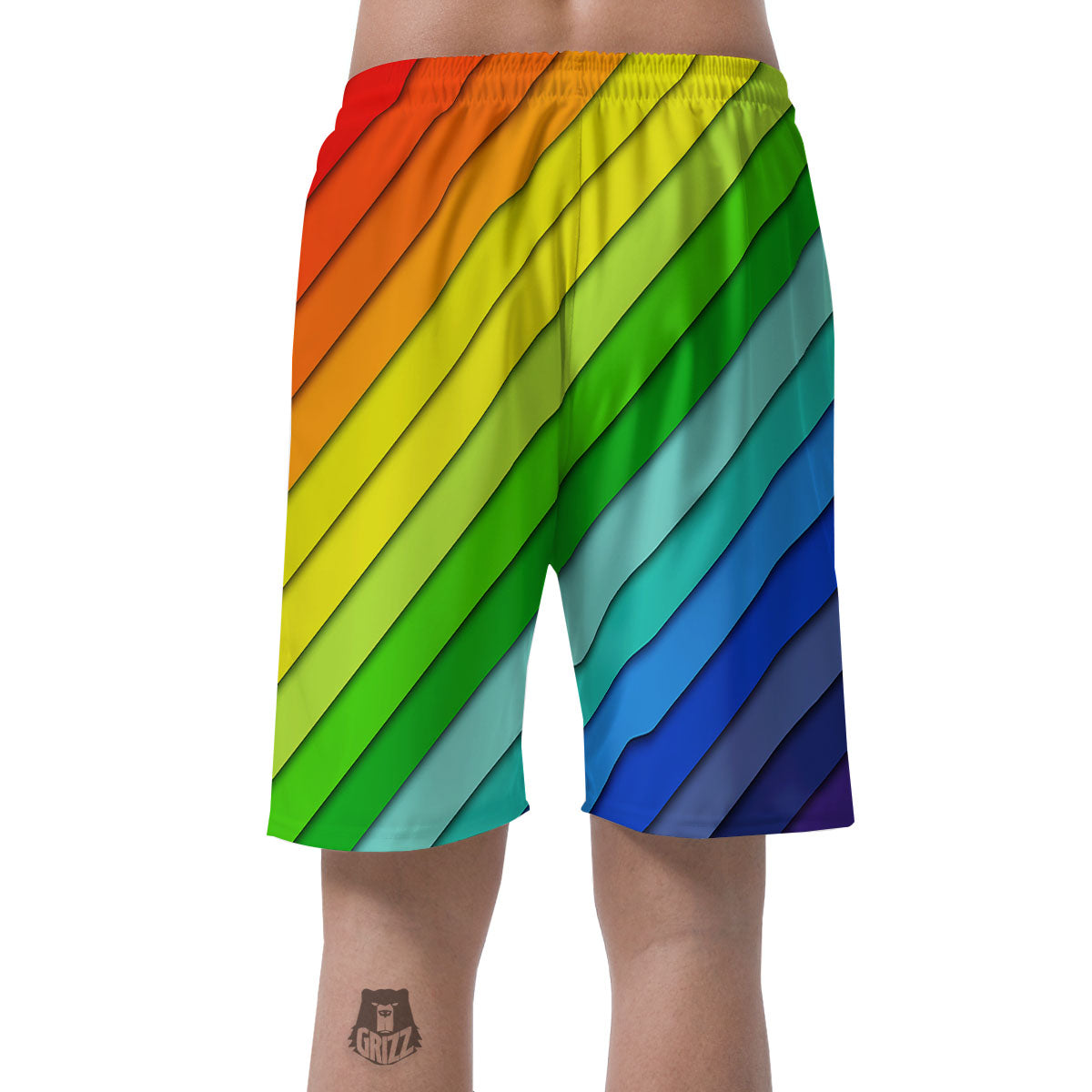 Lines Rainbow Diagonal Print Pattern Men's Shorts-grizzshop