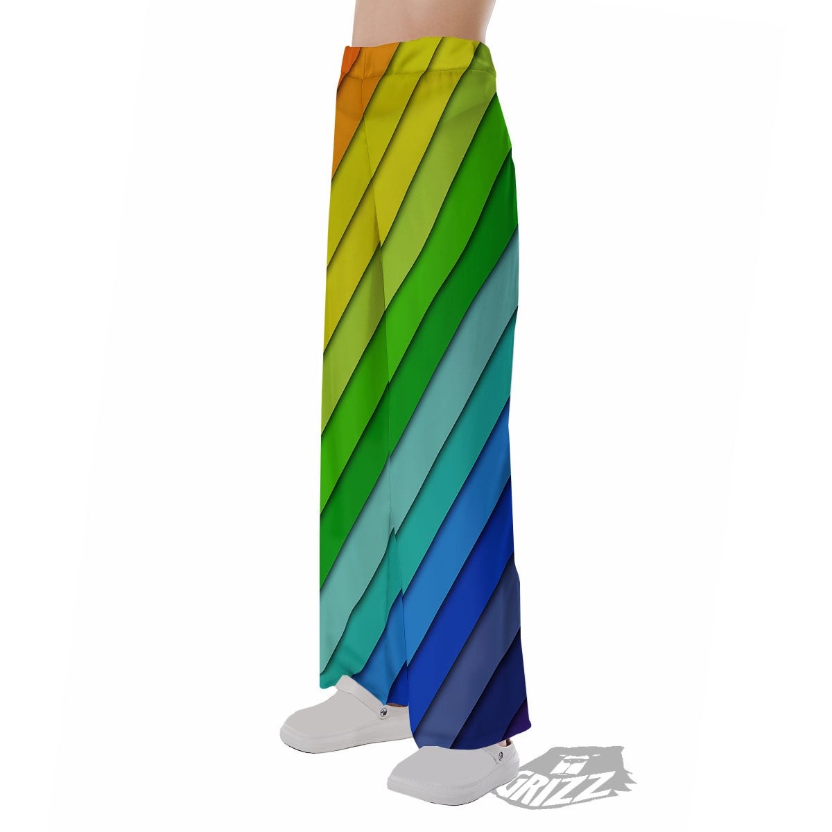 Lines Rainbow Diagonal Print Pattern Pajama Pants-grizzshop