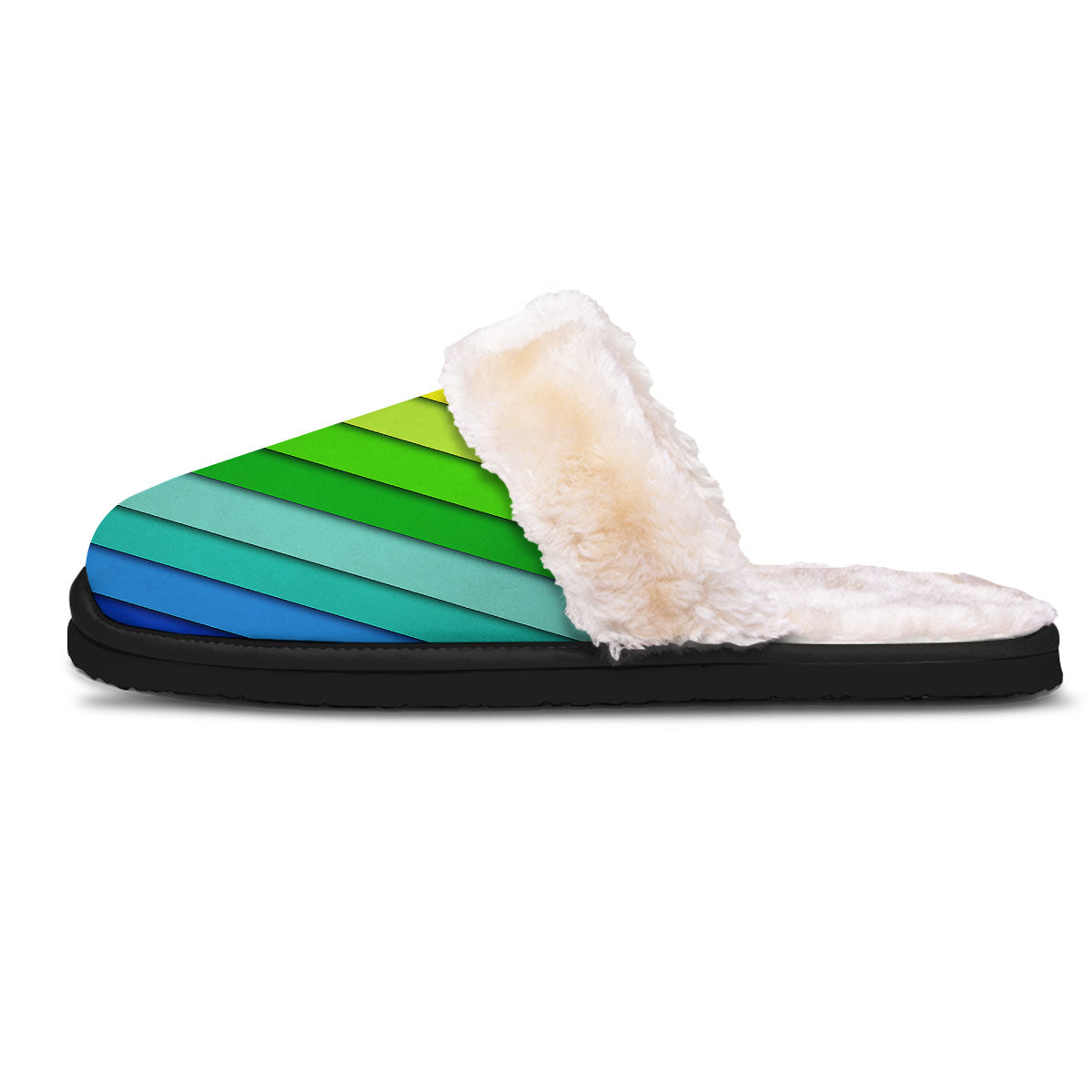 Lines Rainbow Diagonal Print Pattern Slippers-grizzshop