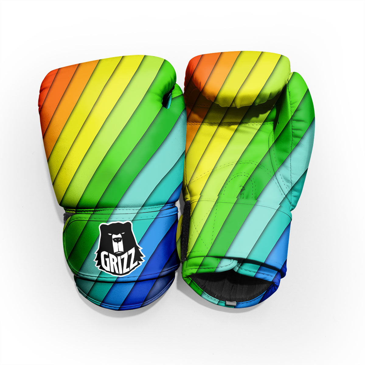 Lines Rainbow Diagonal Print Pattern Pro Boxing Glove