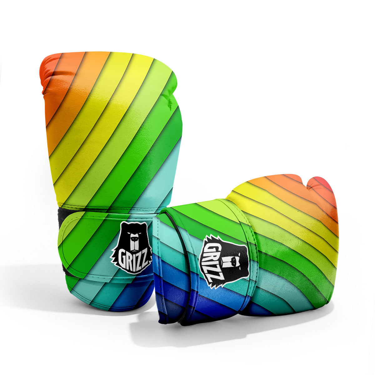 Lines Rainbow Diagonal Print Pattern Pro Boxing Glove