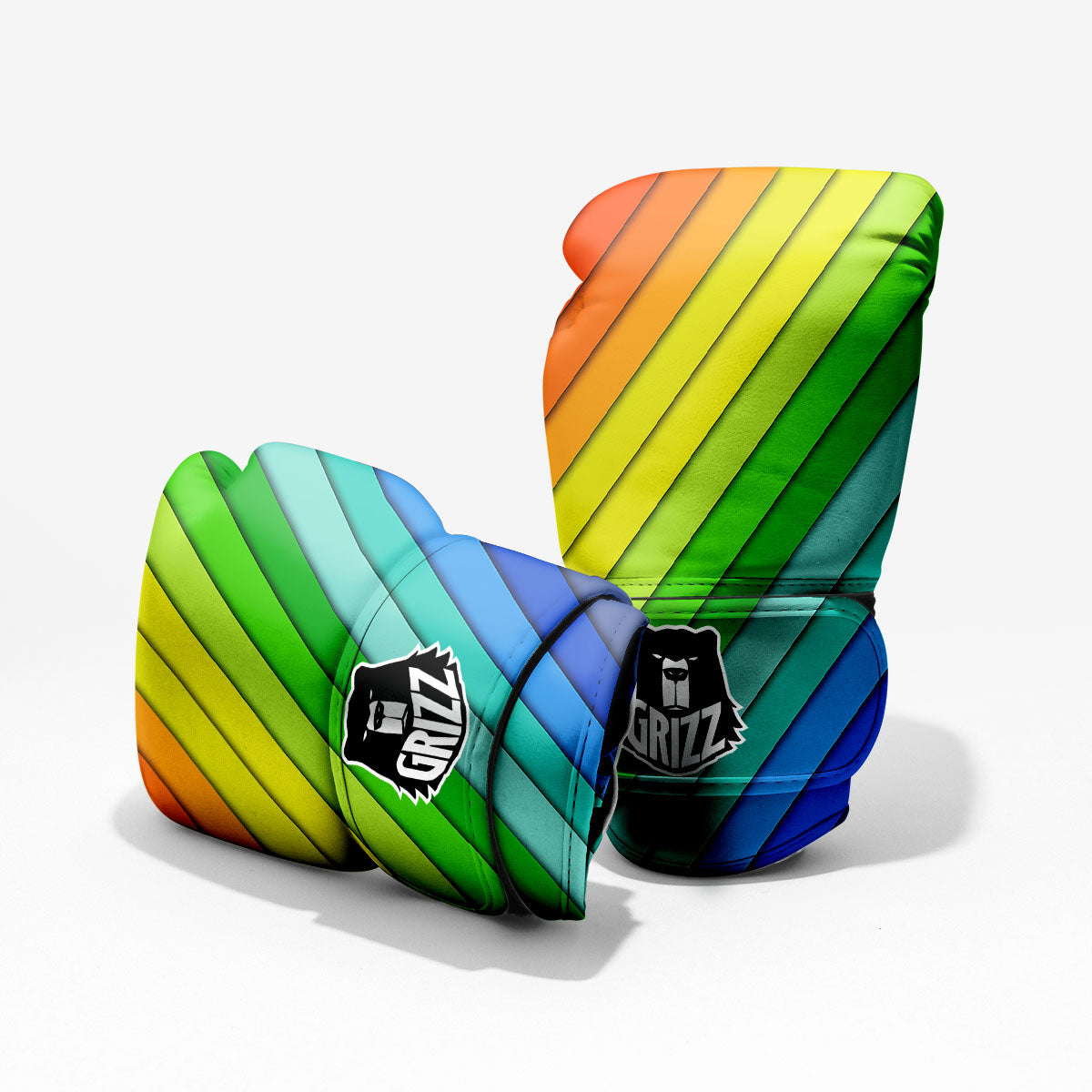 Lines Rainbow Diagonal Print Pattern Pro Boxing Glove