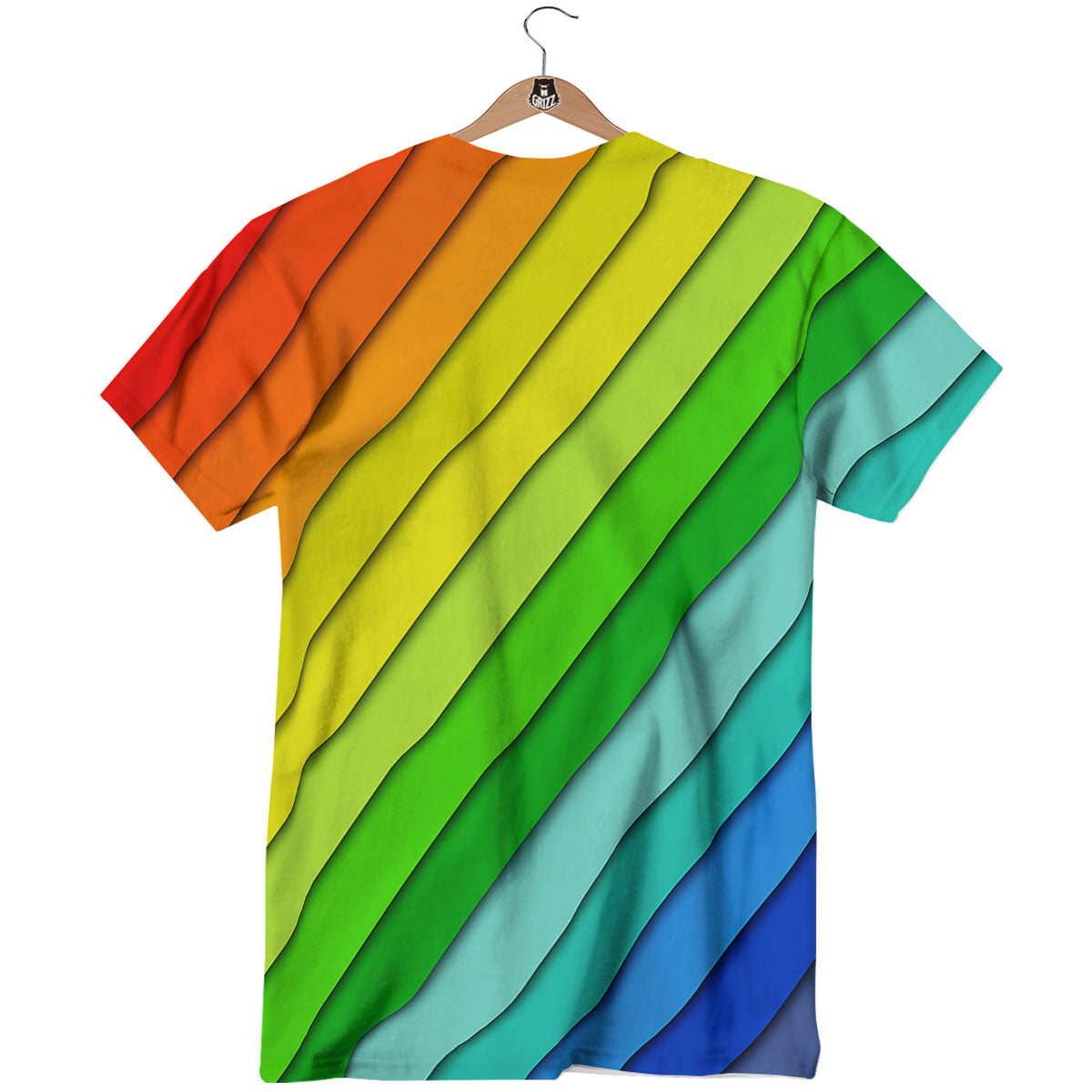 Lines Rainbow Diagonal Print Pattern T-Shirt-grizzshop