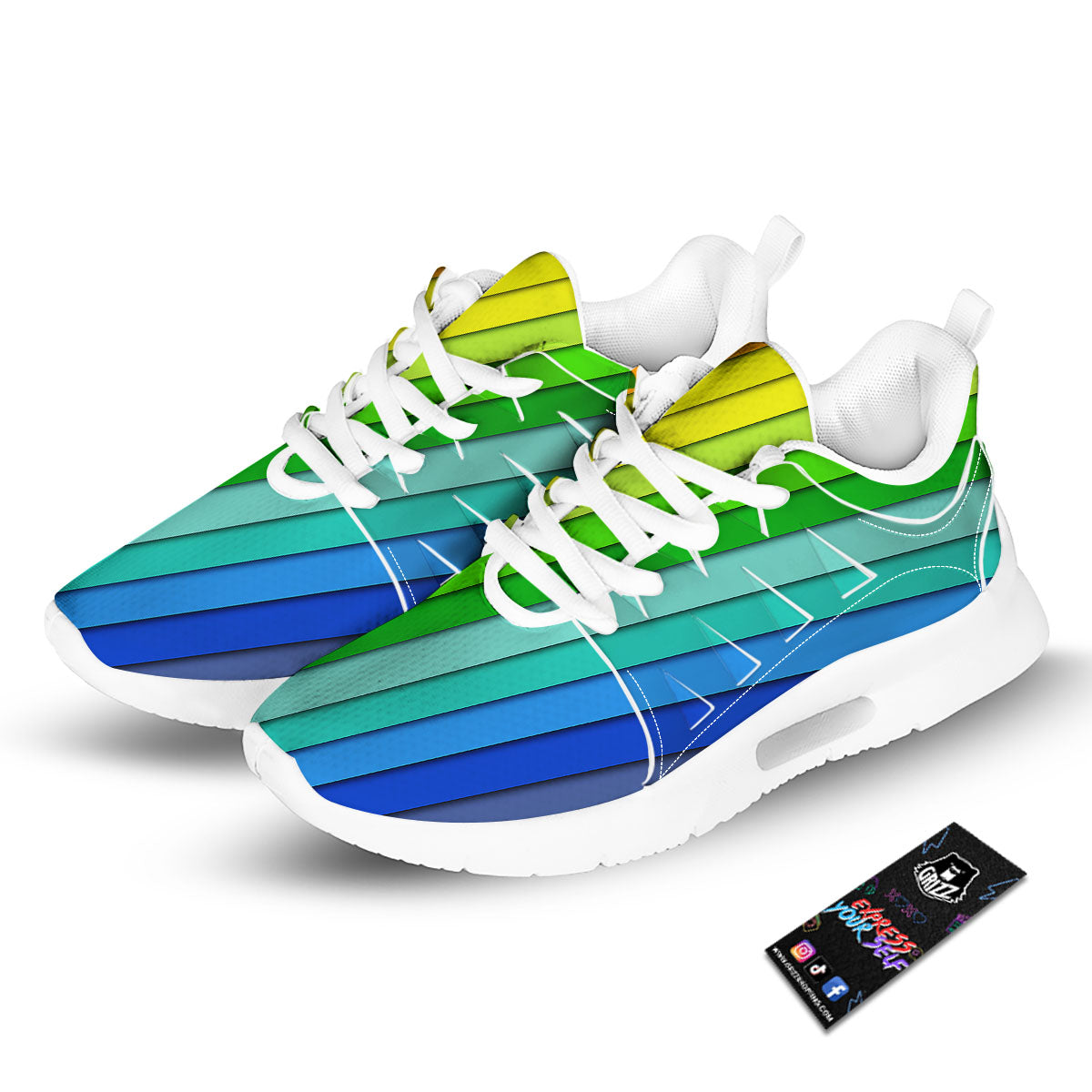 Lines Rainbow Diagonal Print Pattern Tennis Shoes-grizzshop