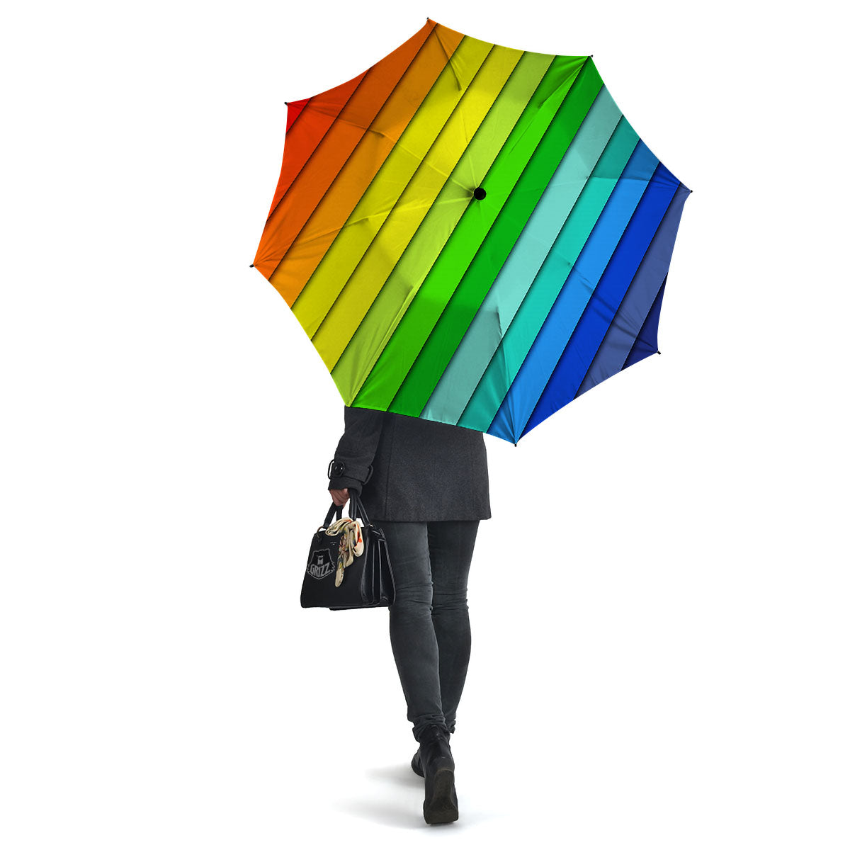 Lines Rainbow Diagonal Print Pattern Umbrella-grizzshop