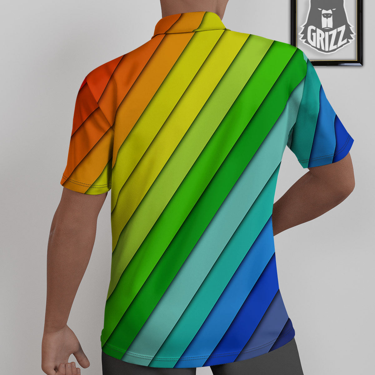 Lines Rainbow Diagonal Print Pattern Untucked Shirts-grizzshop