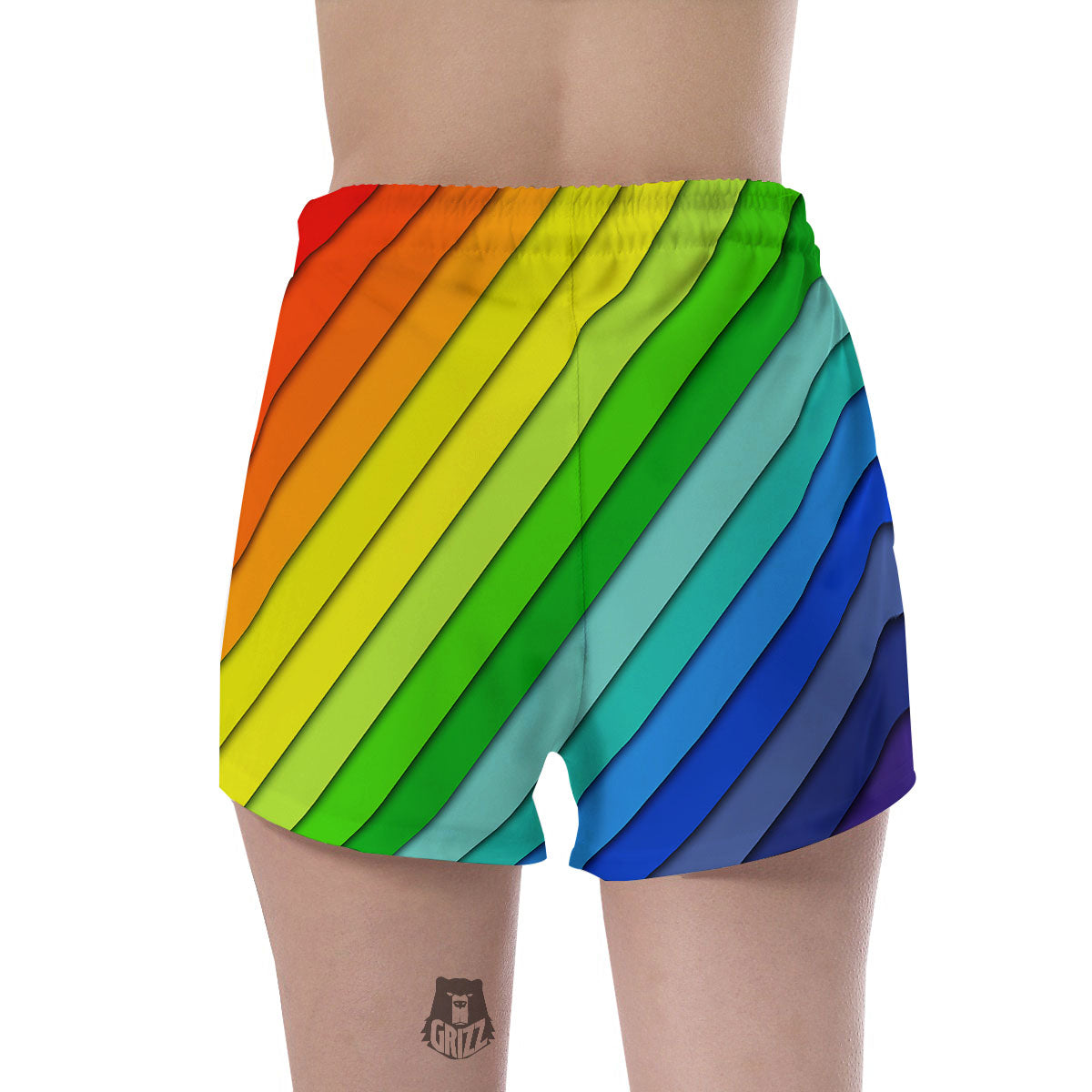 Lines Rainbow Diagonal Print Pattern Women's Shorts-grizzshop