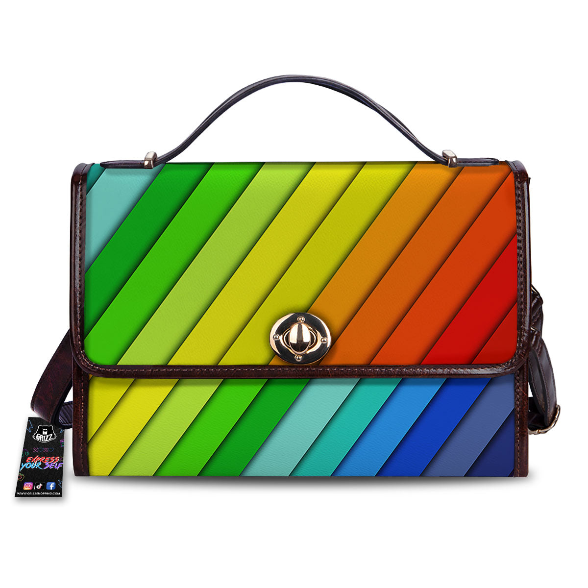Lines Rainbow Diagonal Print Pattern Women's Satchel Bag