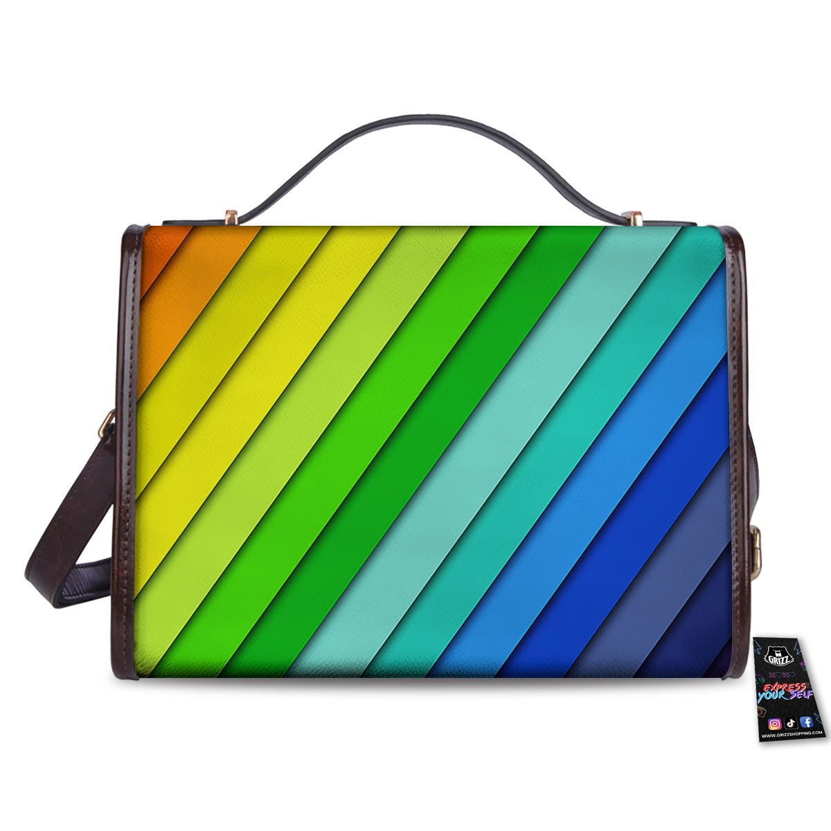 Lines Rainbow Diagonal Print Pattern Women's Satchel Bag