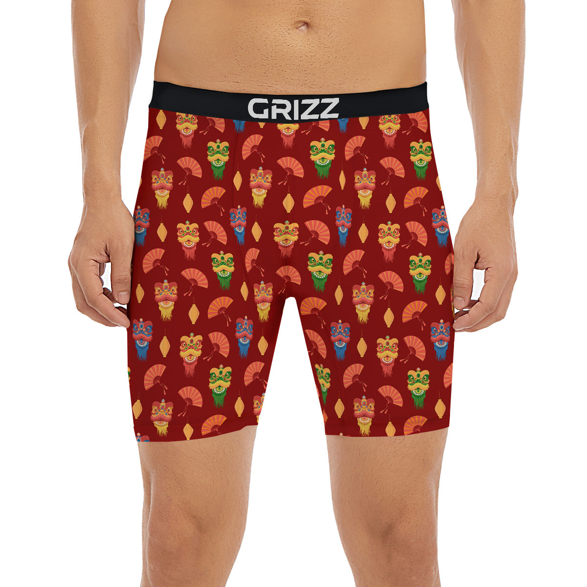 Lion Dance Chinese New Years Print Pattern Boxer Briefs-grizzshop