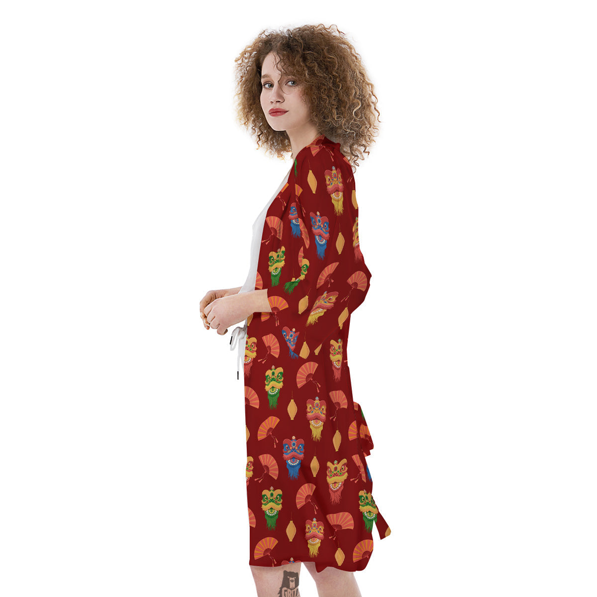 Lion Dance Chinese New Years Print Pattern Kimono-grizzshop