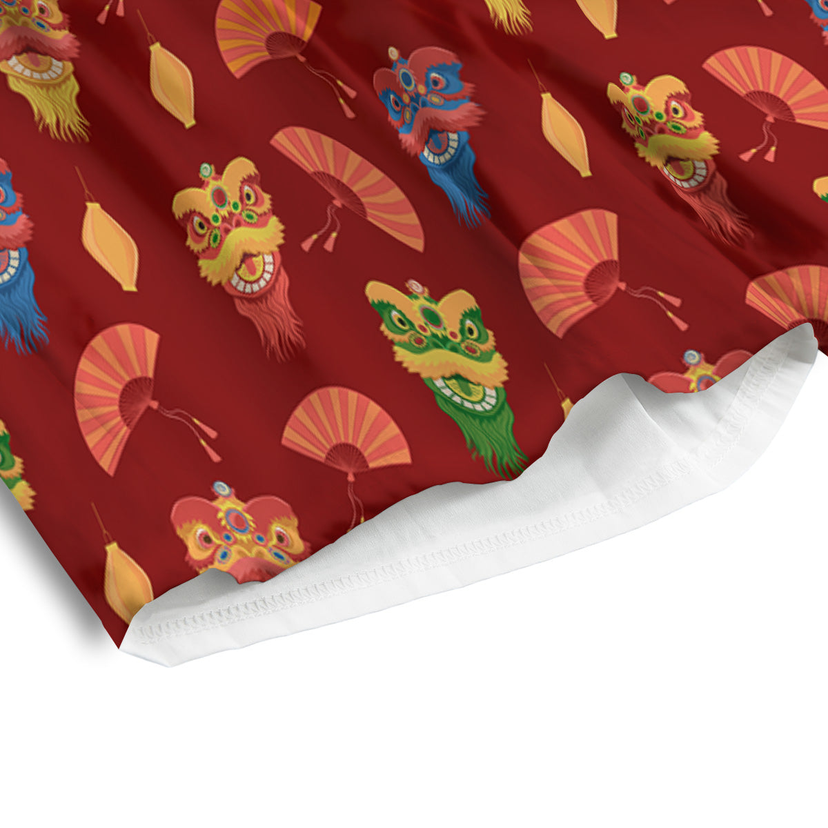 Lion Dance Chinese New Years Print Pattern Men's Athletic Shorts