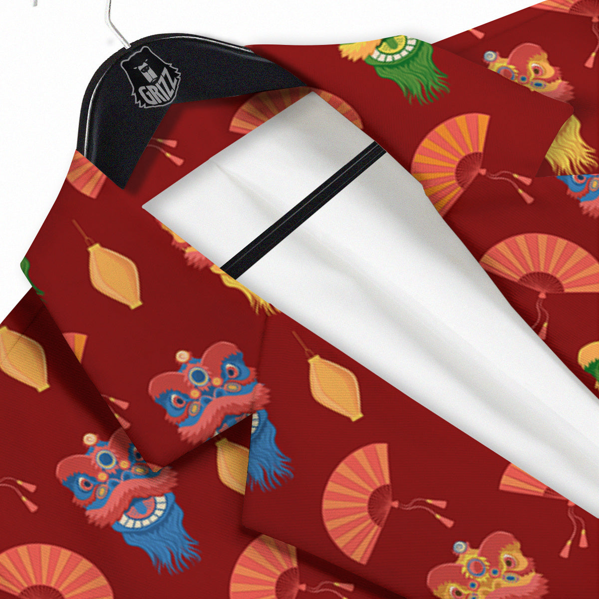 Lion Dance Chinese New Years Print Pattern Men's Sport Coat-grizzshop