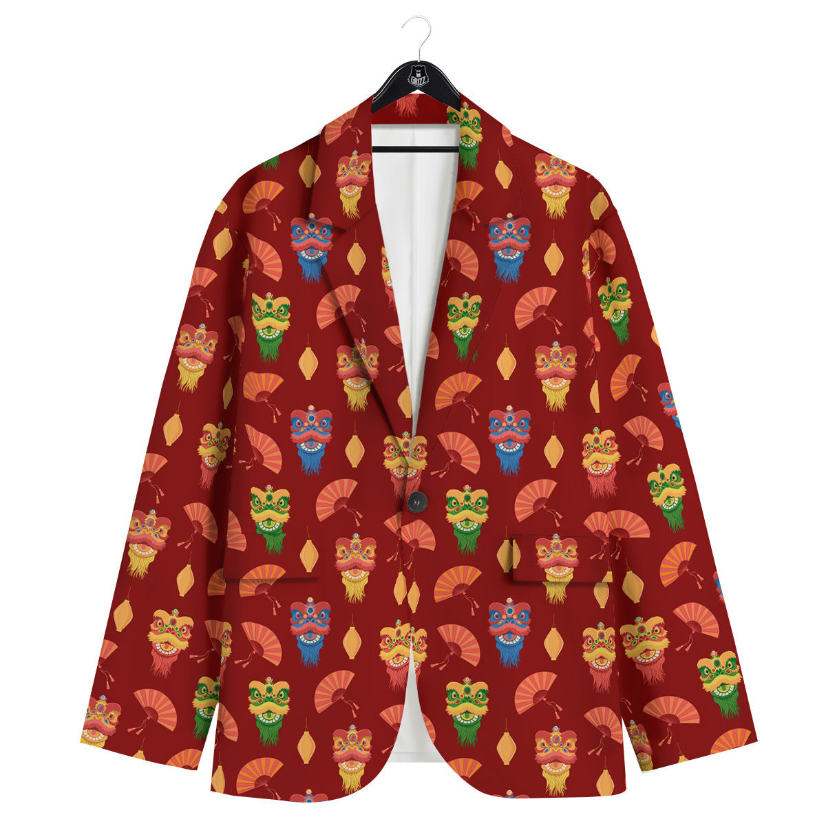 Lion Dance Chinese New Years Print Pattern Men's Sport Coat-grizzshop