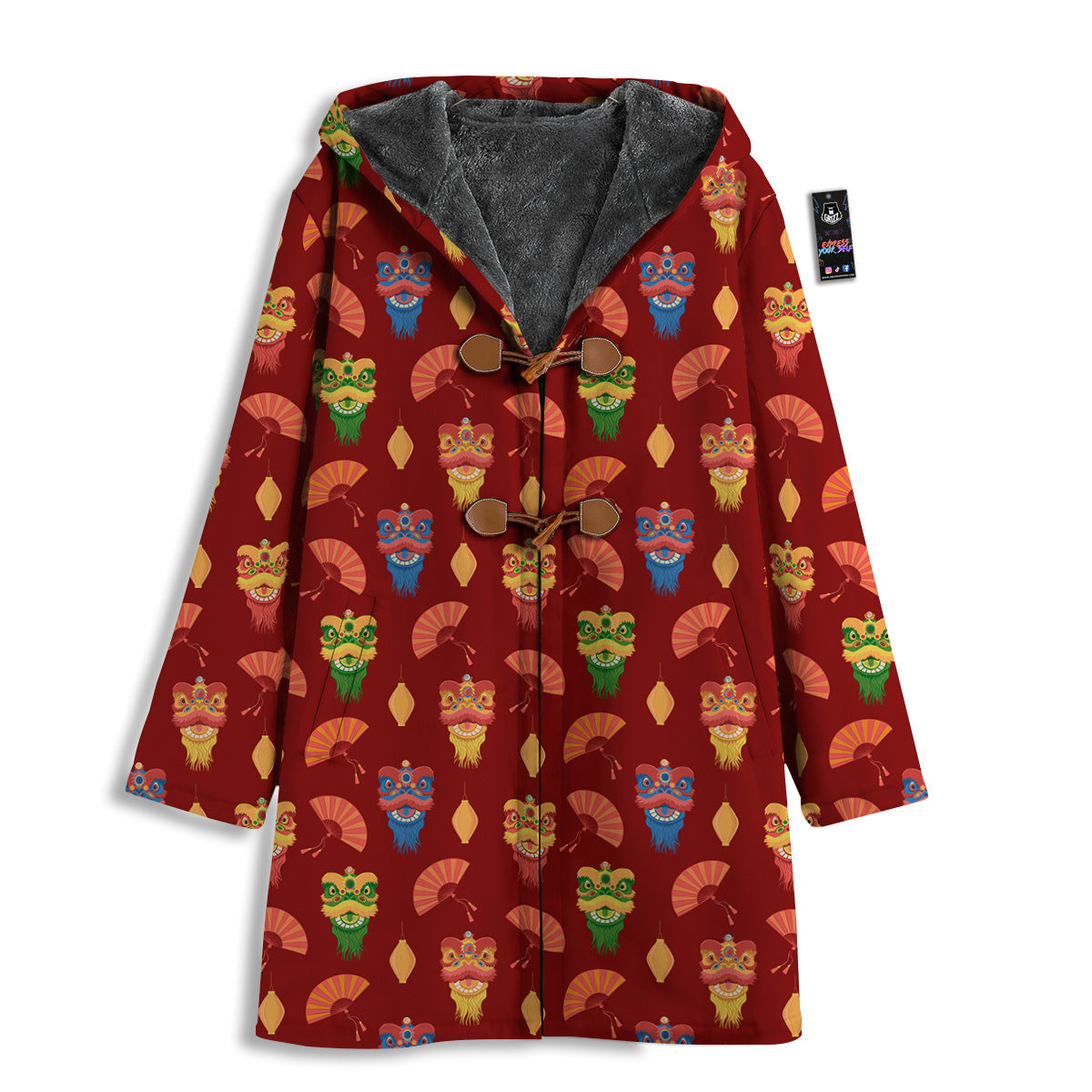 Lion Dance Chinese New Years Print Pattern Men's Windbreaker Jacket-grizzshop
