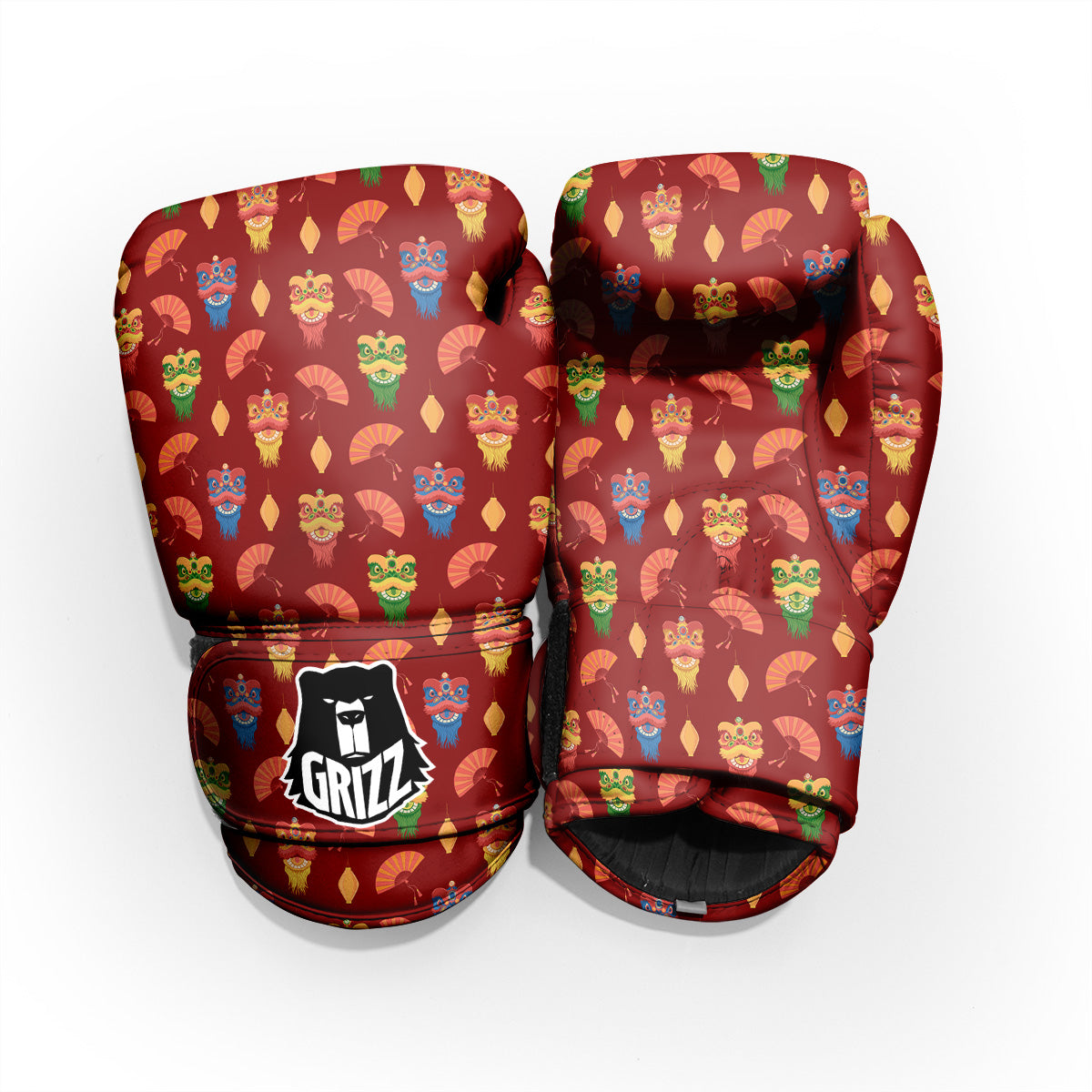 Lion Dance Chinese New Years Print Pattern Pro Boxing Glove