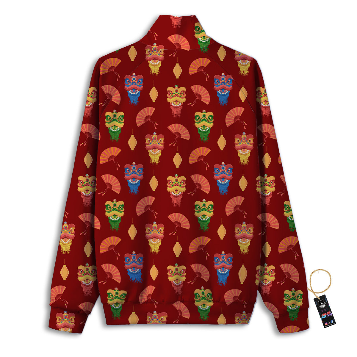 Lion Dance Chinese New Years Print Pattern Track Jacket-grizzshop