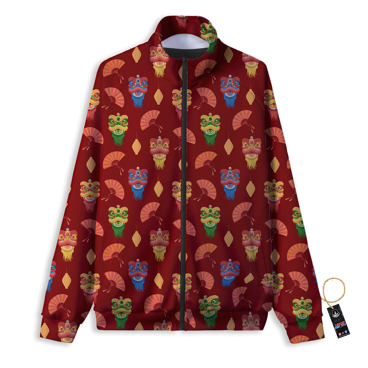 Lion Dance Chinese New Years Print Pattern Track Jacket-grizzshop