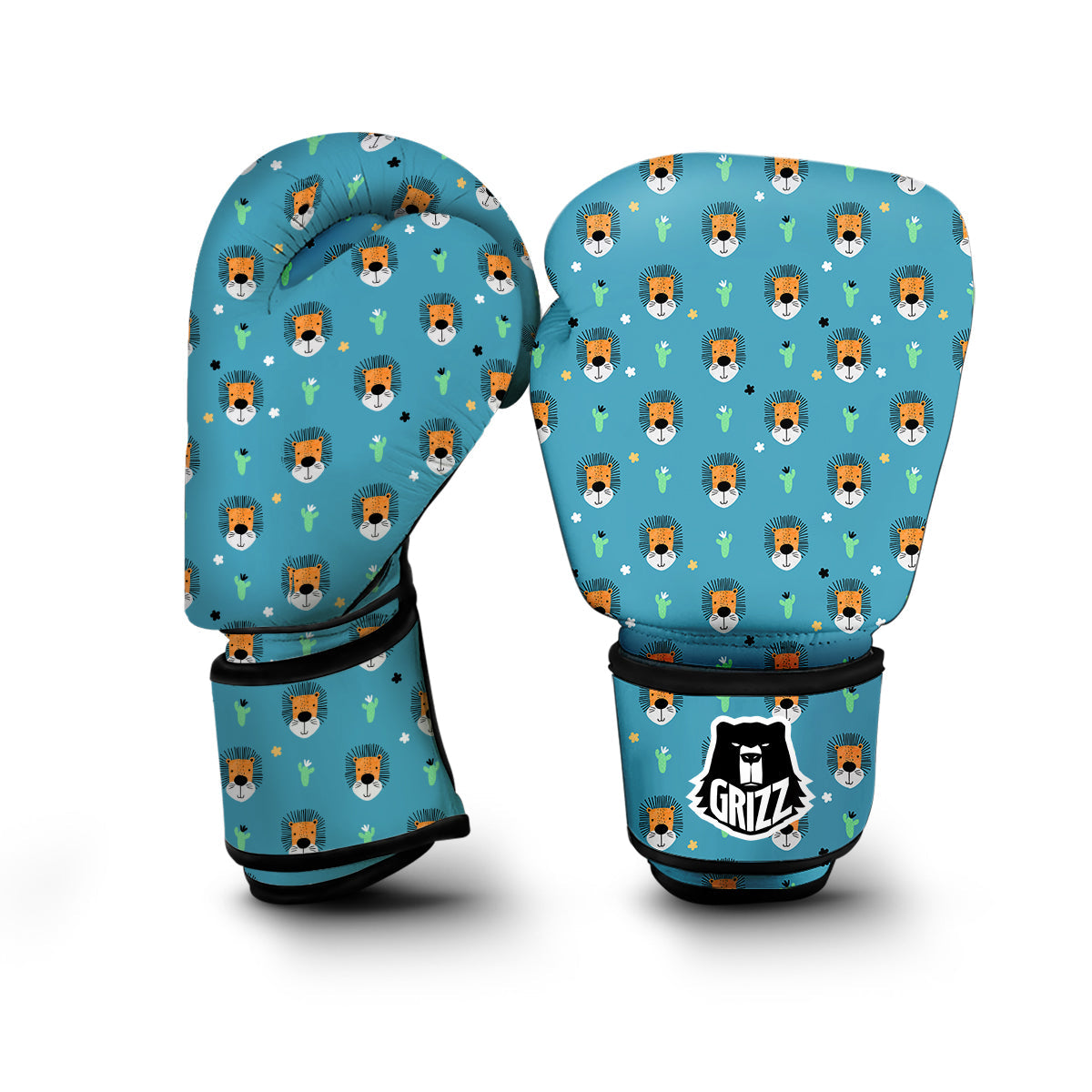 Lion Head Cartoon Print Pattern Boxing Gloves-grizzshop