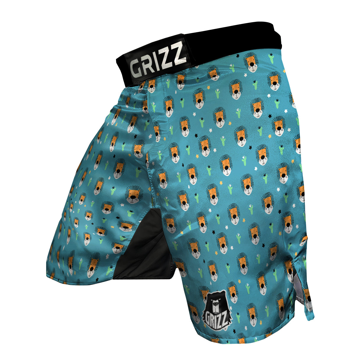 Lion Head Cartoon Print Pattern MMA Shorts-grizzshop