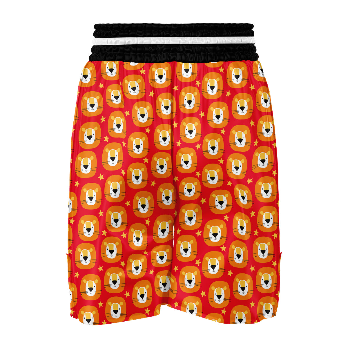 Lion Head Red Print Pattern Boxing Shorts-grizzshop