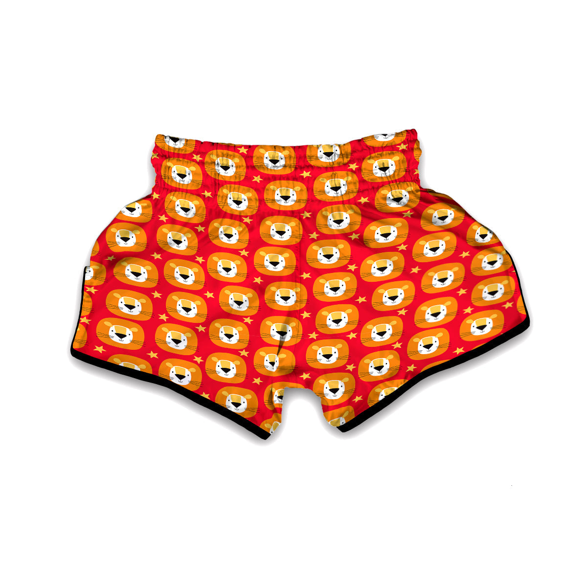 Lion Head Red Print Pattern Muay Thai Boxing Shorts-grizzshop