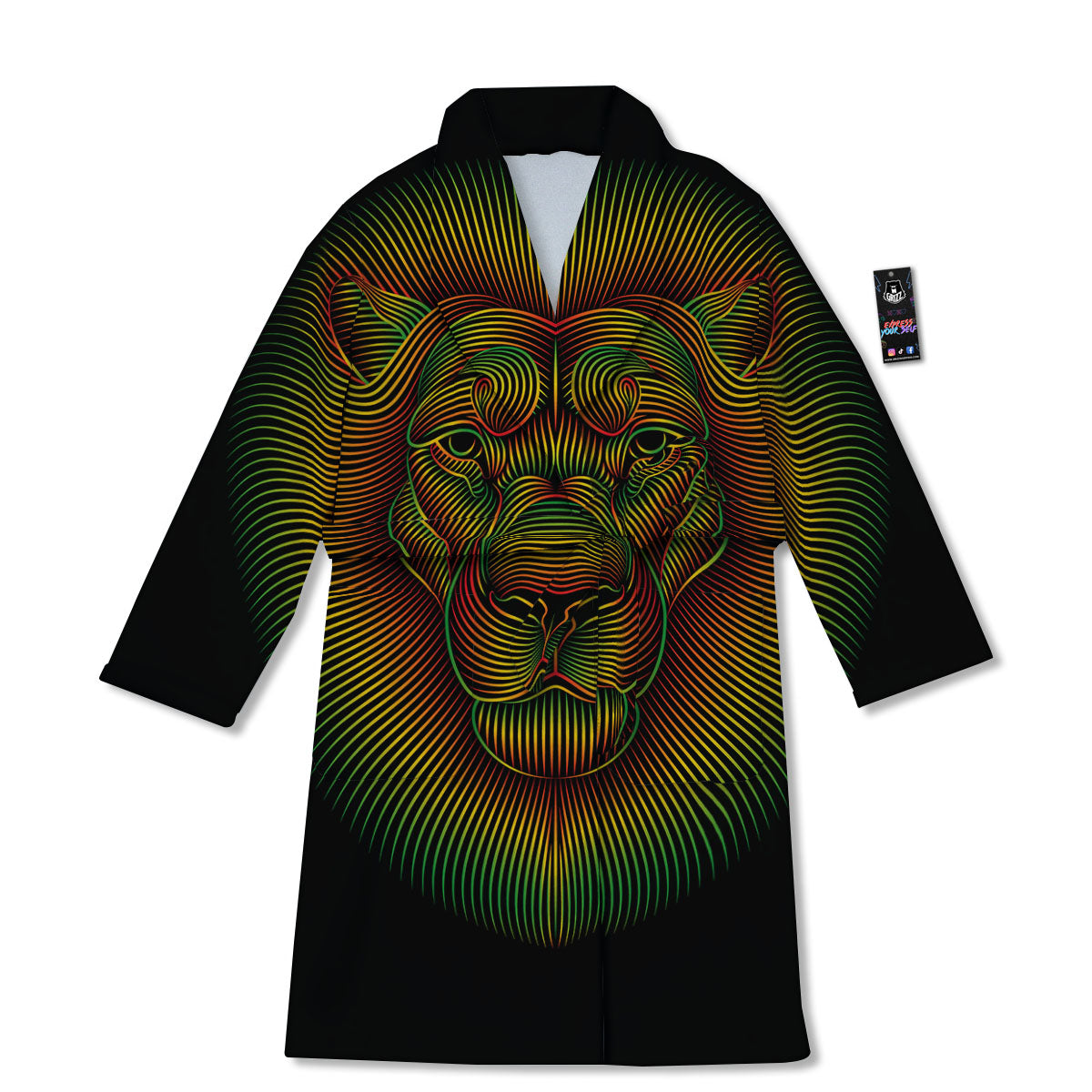 Lion Rasta Print Bathrobe-grizzshop